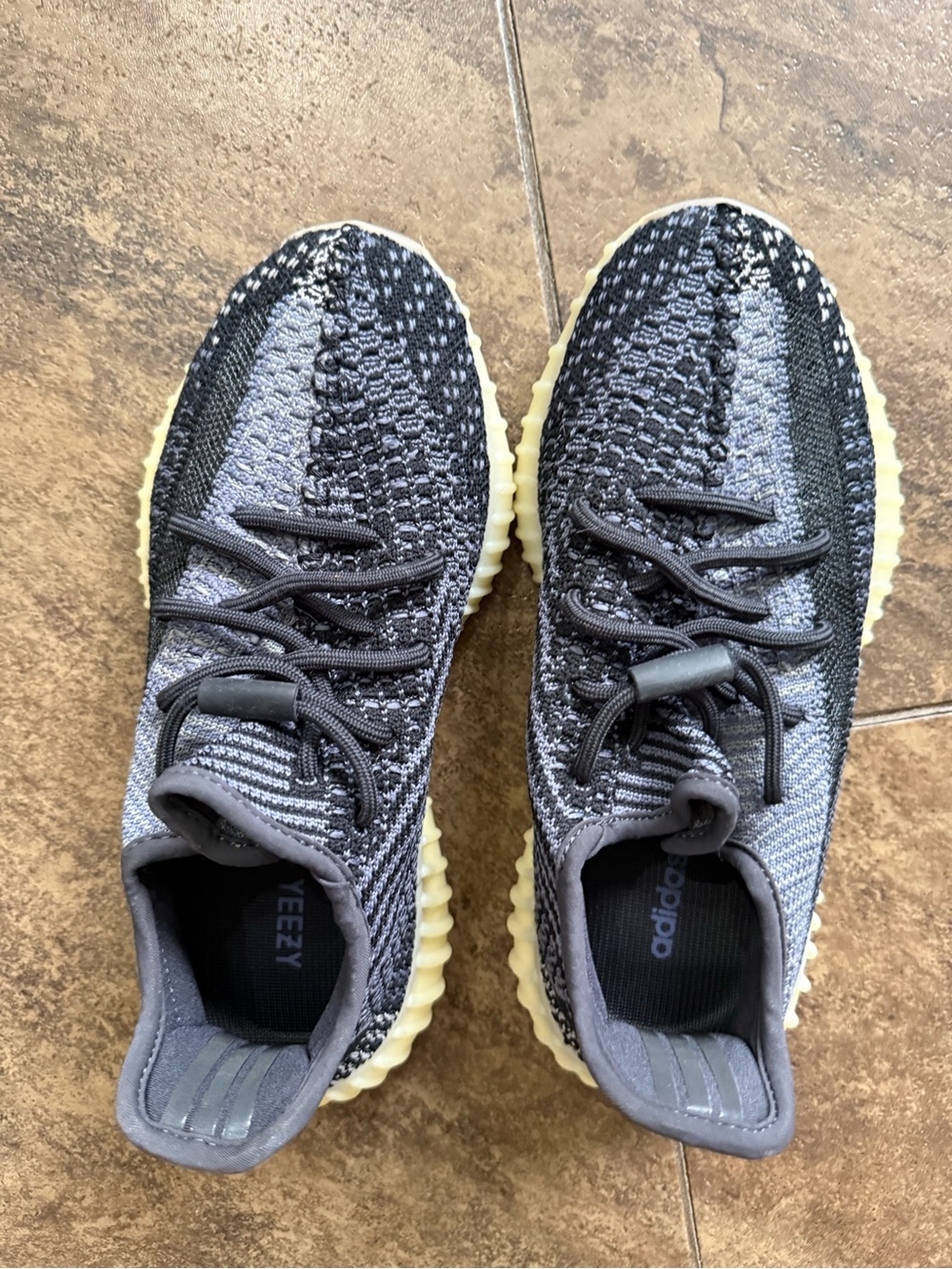adidas Yeezy Kids Knit Sneakers in Black and Gray with Cream Sole size 5.5